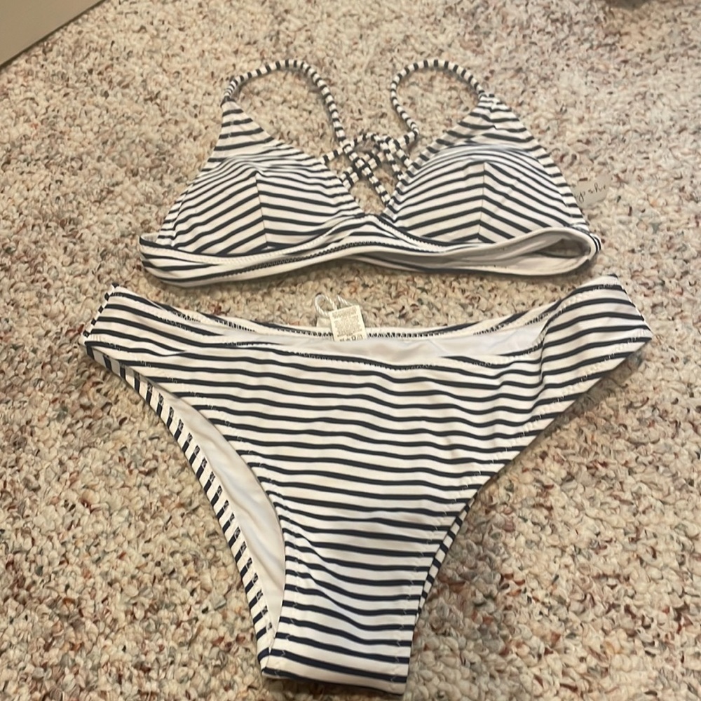 Cupshe nautical stripe bikini